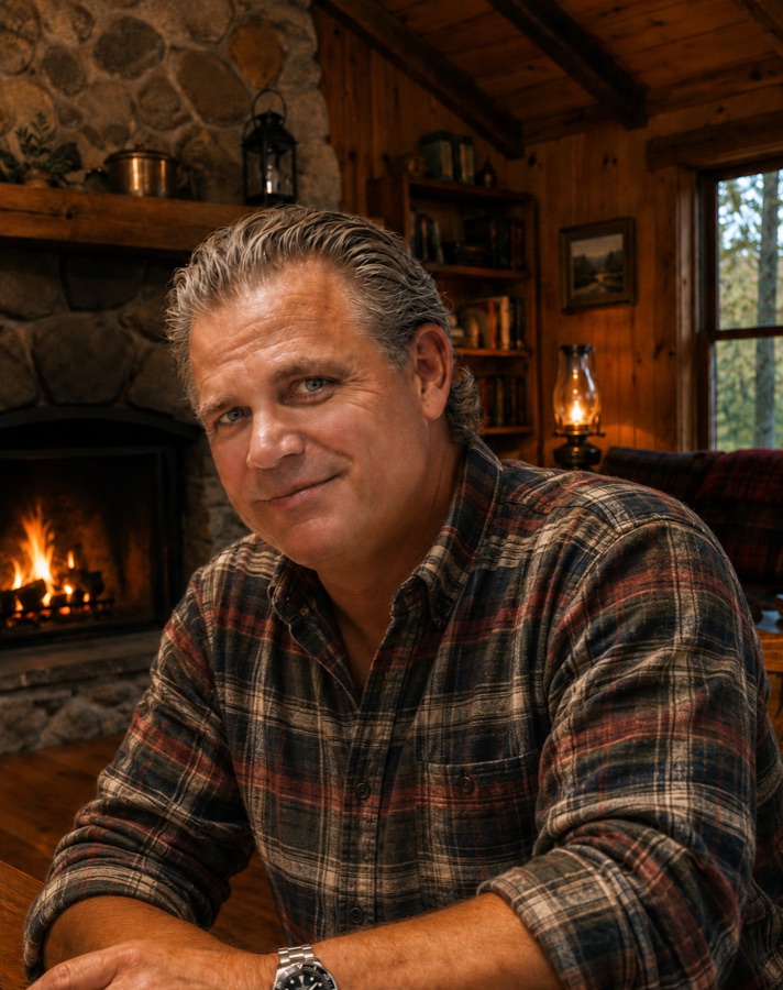 Mike, who researches and writes Live Off The Grid, at his cabin